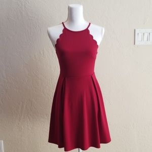 Red scallop dress